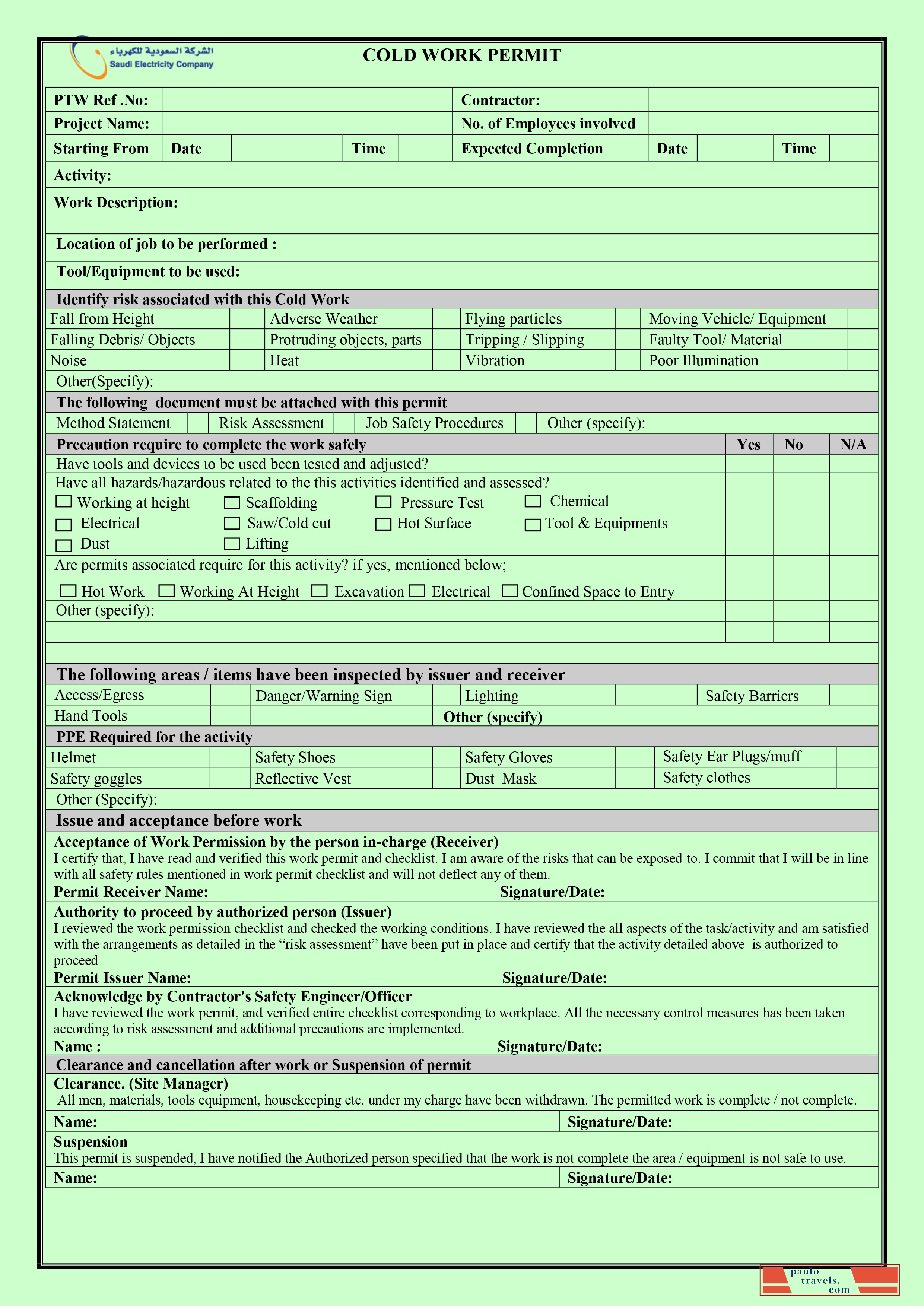 Saudi Arabia electricity company work permit